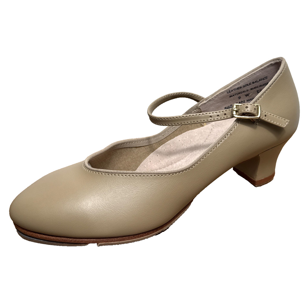 Capezio Tap Shoes Women's 9 W Tan Mary Jane Strap w/ Buckle Heeled Dance NWOB